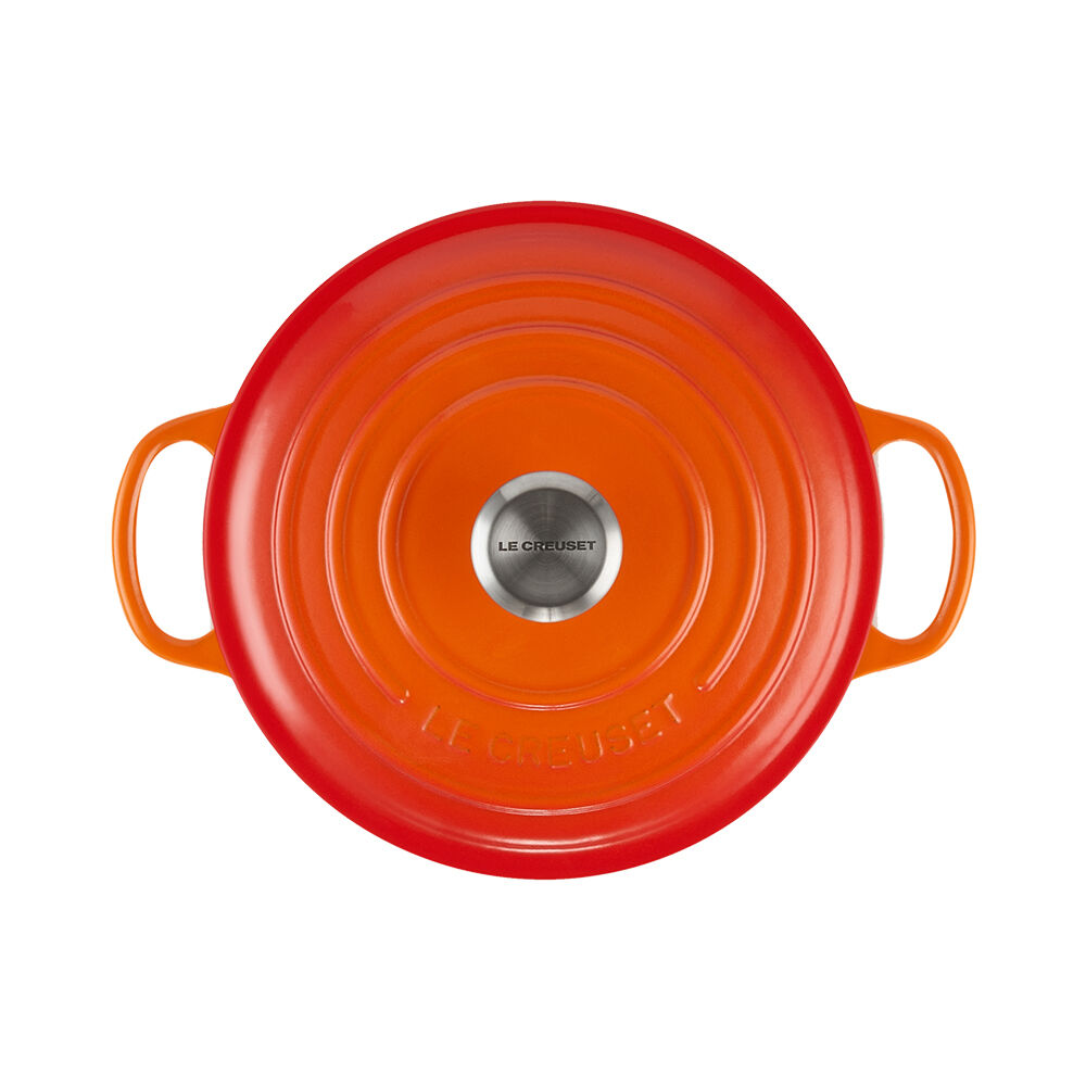 2回使用:ル・クルーゼ LE CREUSET ココットロンド 22cm オレンジ