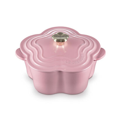 ルクルーゼ！ココットフルール！限定ブーケピンク♪蓋も取手もお花の型 