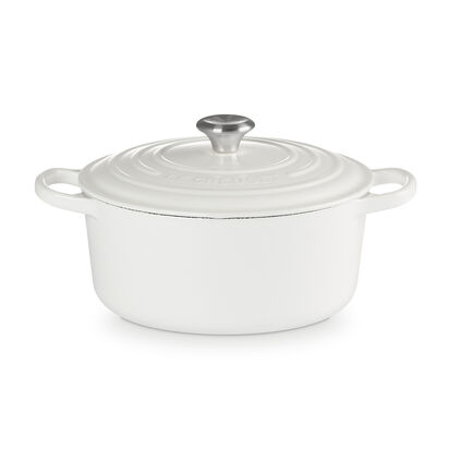 シグニチャー ココット・ロンド 22cm ホワイト (シルバーツマミ  