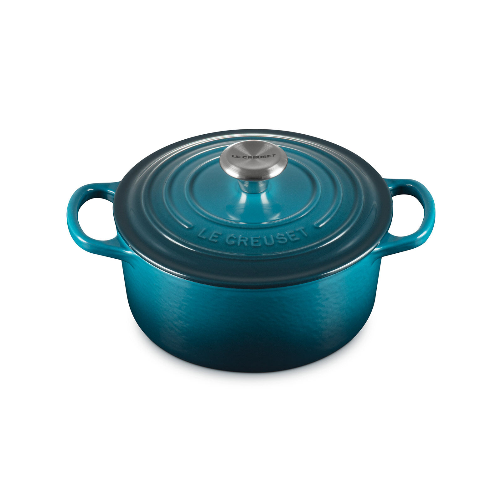 【美品】ル・クルーゼ ココット　ロンド 18cm カリビアンブルー ルクルーゼ ココットロンド 18cm カリビアンブルー シグニチャー