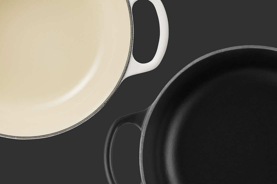 Le Creuset] ホーロー鍋 ブラック LE CREUSET 鋳鉄製 両手鍋 ブラック