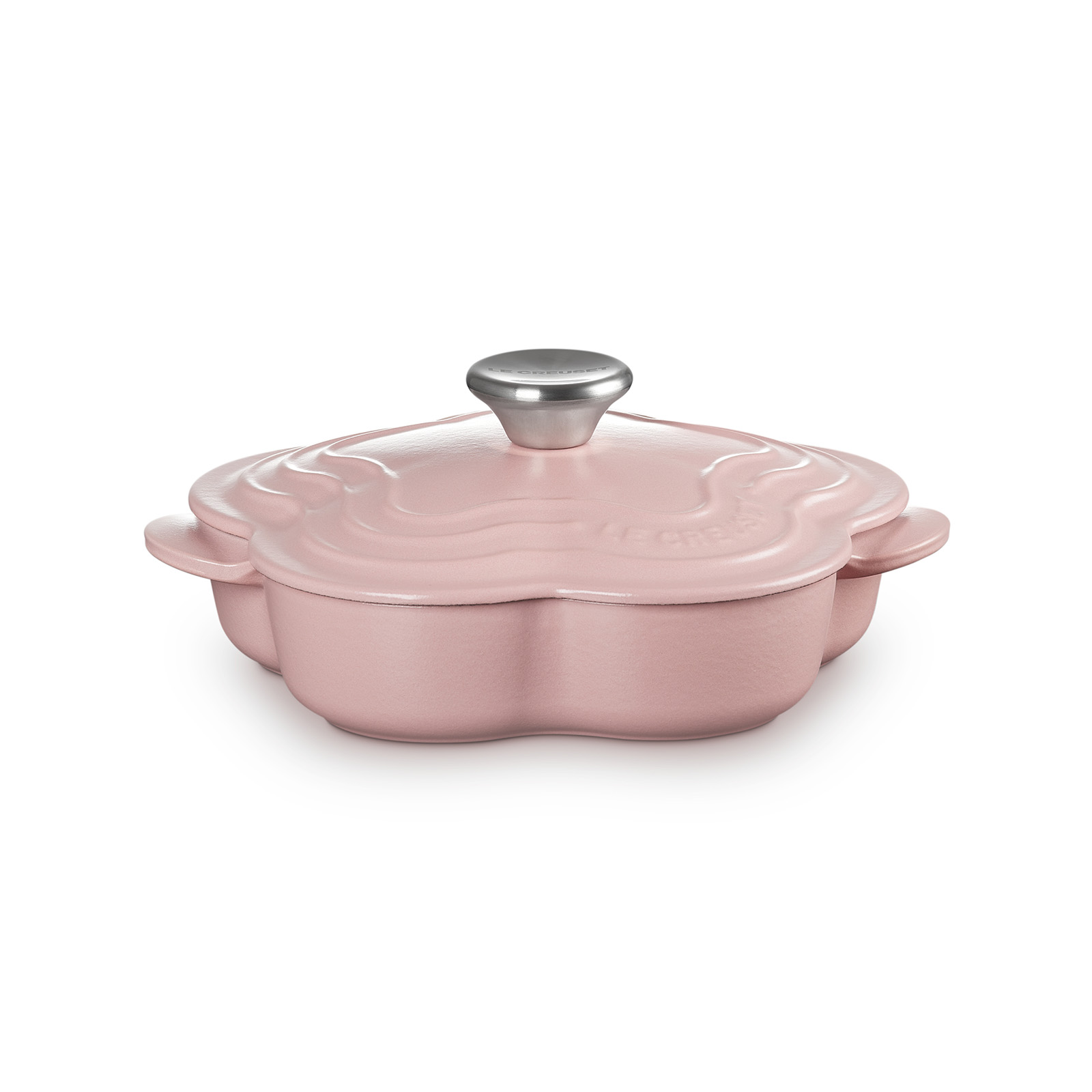 ルクルーゼ オブロング 31cm フルール レリーフ シュガーピンク プレート・フルール シュガーピンク (フタ付き・シルバーツマミ