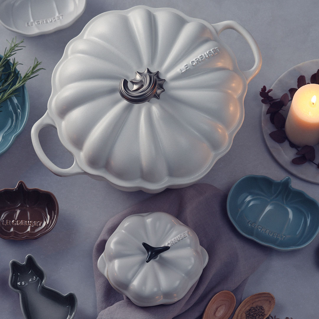 ⭐︎お値下げ⭐︎ LE CREUSET パンプキン型　24cm シーソルト シグニチャー ココット・パンプキン 24cm コットン (シルバー