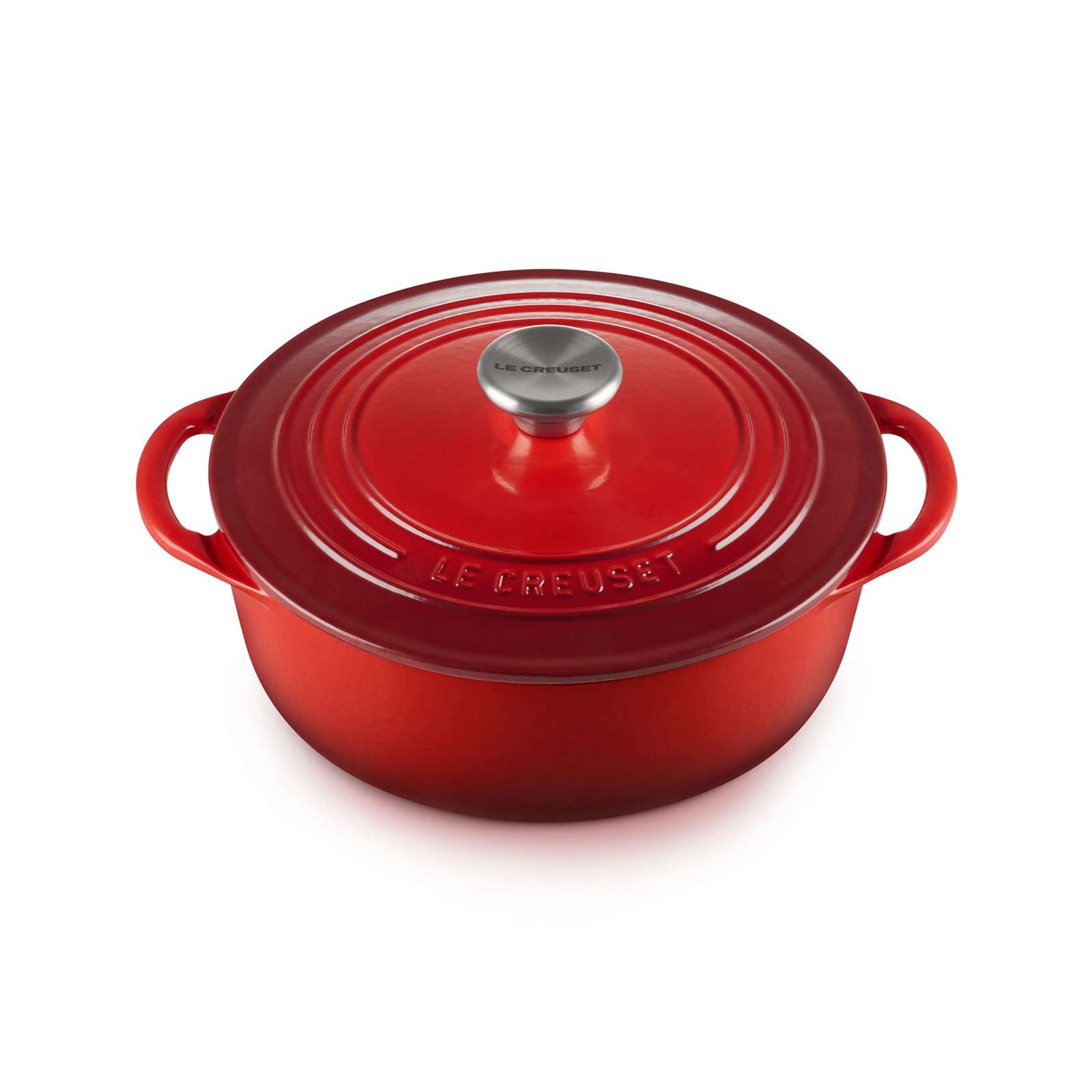 ココット・ビス 22cm チェリーレッド (シルバーツマミ) | 両手鍋 ｜ル