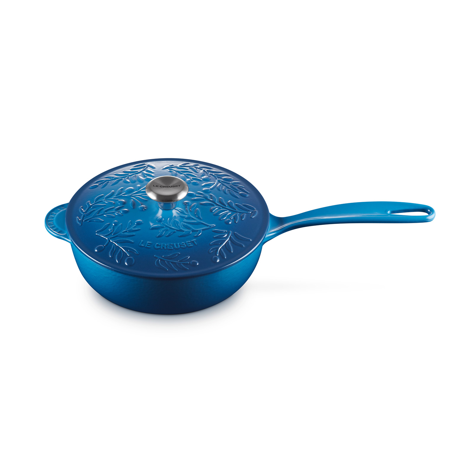 ♡ルクルーゼ　ソーシエ　オリーブブランチレリーフ　アーティチョーク　新品　片手鍋 ソーシエ 21cm オリーブブランチレリーフ マルセイユ (シルバーツマミ