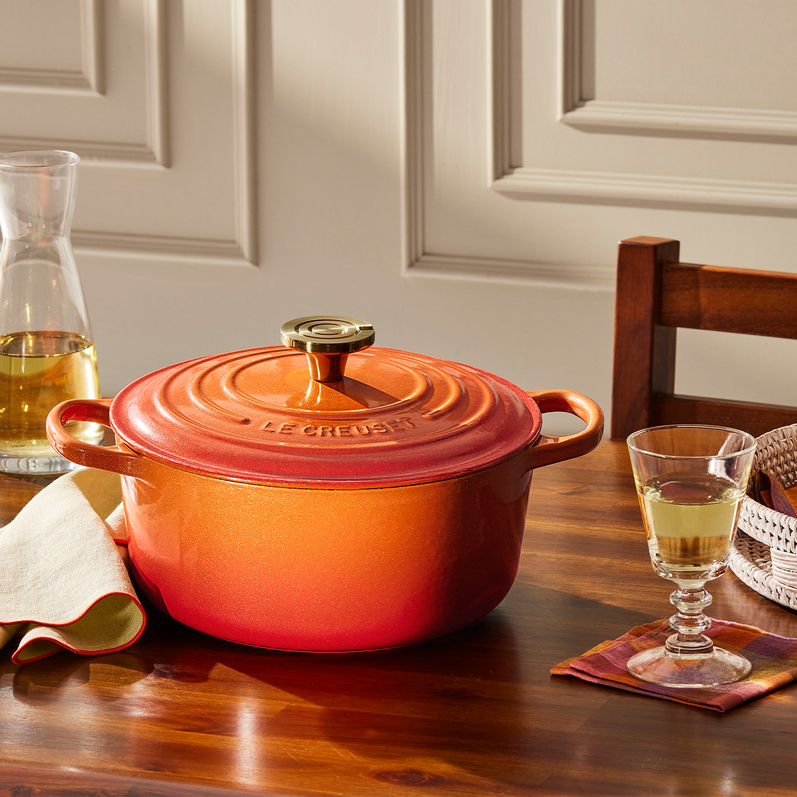 【LE CREUSET】ル・クルーゼ ココット24cm シグニチャー ココット・ロンド 24cm フラムドレ (クルーシブルライト