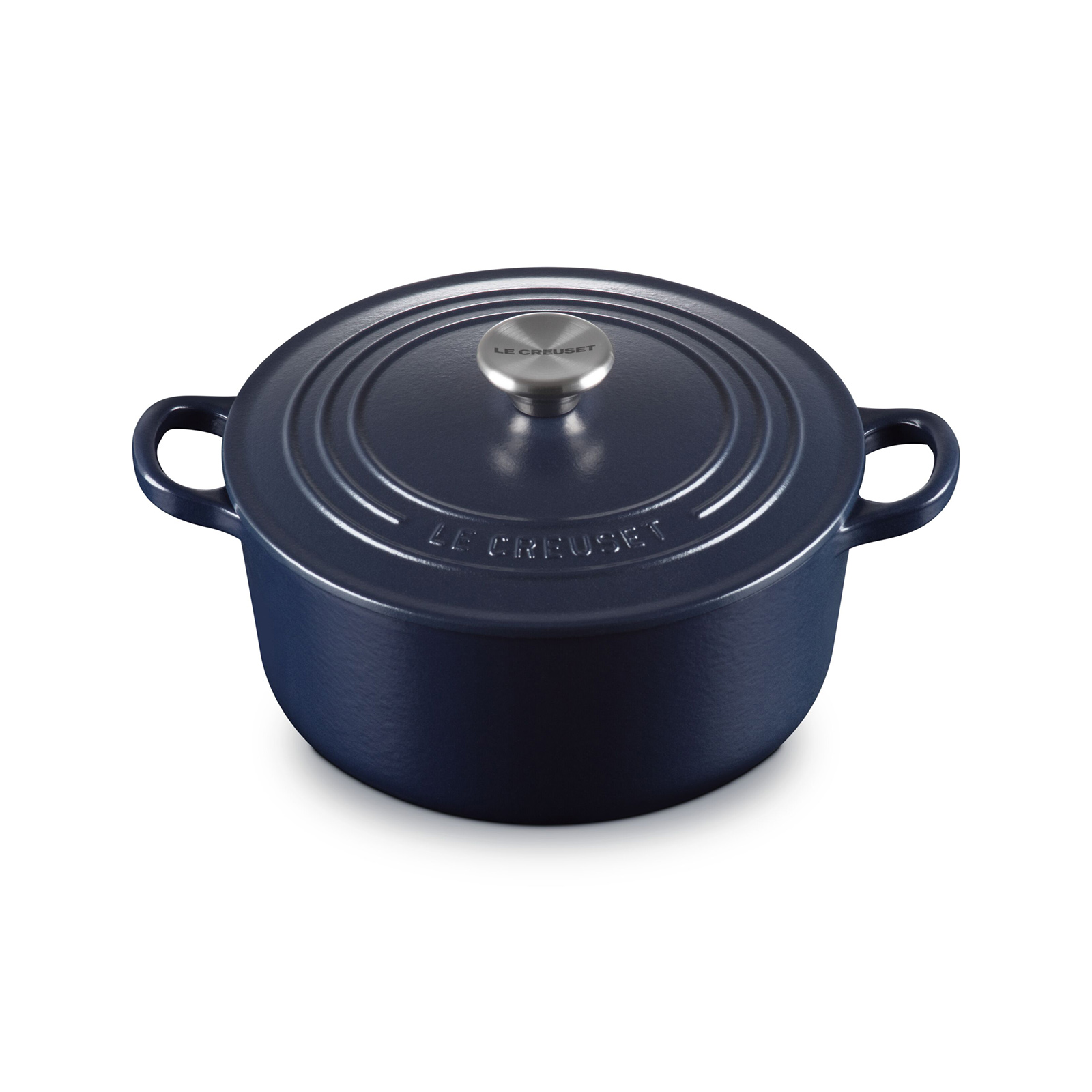 ルクルーゼ ココット・ロンド 22cm アズールブルー (シルバーツマミ