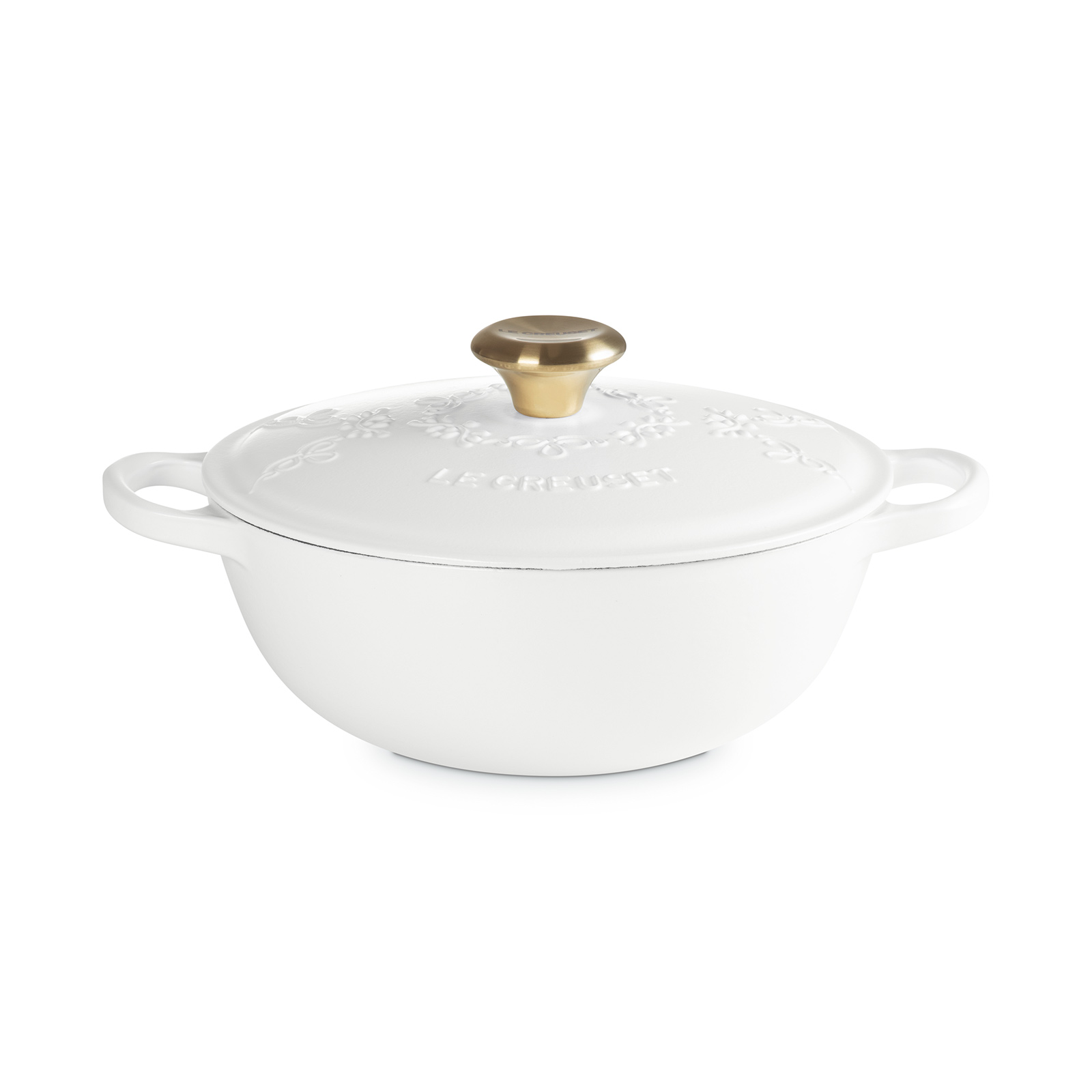 シグニチャー マルミット 24cm エタニティレース コットン (ブラックマットホーロー・ライトゴールドツマミ)