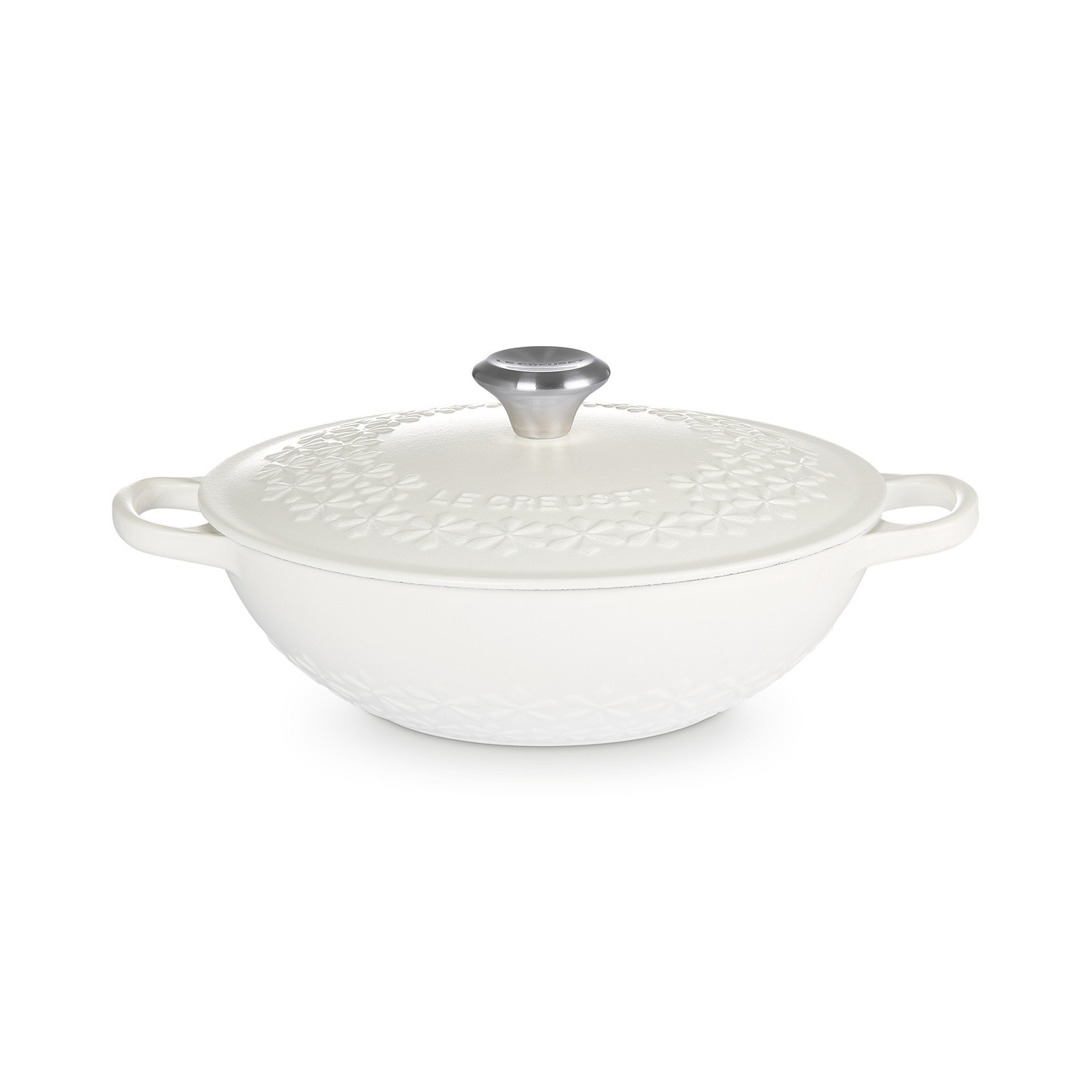 LE CREUSET 花柄 22cm 鍋　マルミット シグニチャー マルミット 22cm フラワーレリーフ コットン