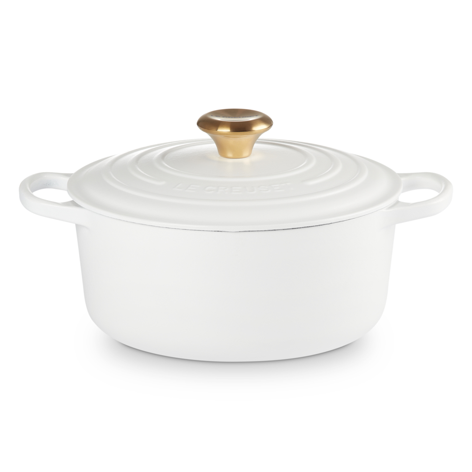 ルクルーゼBon Appétitココット ロンド24cm ホワイトゴールドツマミ