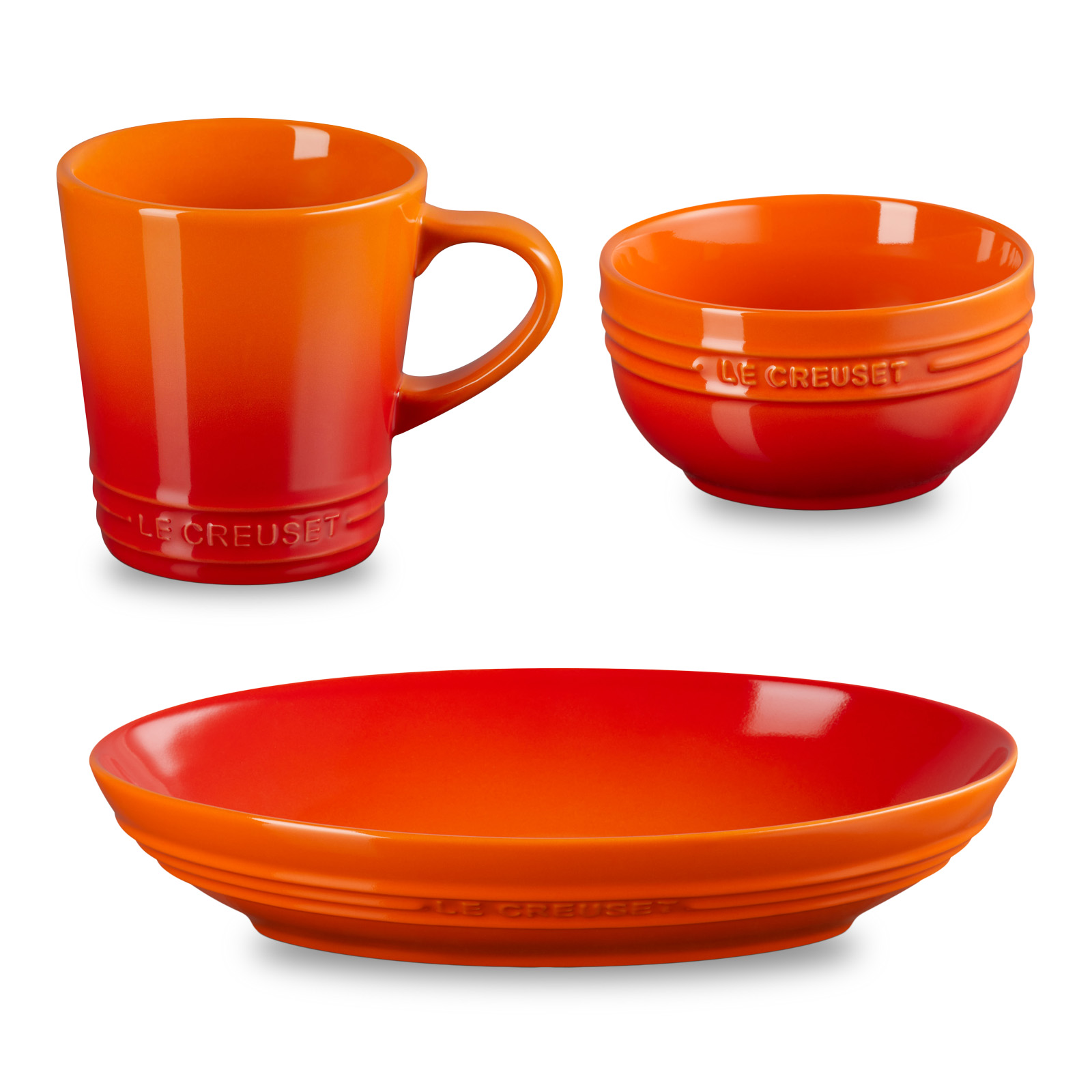 レジェ・オーバル・ディッシュ 23cm & ボール 330ml & ネオ・マグ オレンジ セット