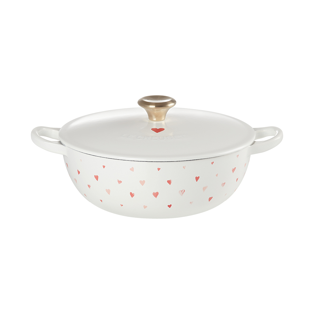 LE CREUSET ハート型鍋 ホワイト 約22cm マルミット 22cm ハート ホワイト (ブラックマットホーロー・ライト