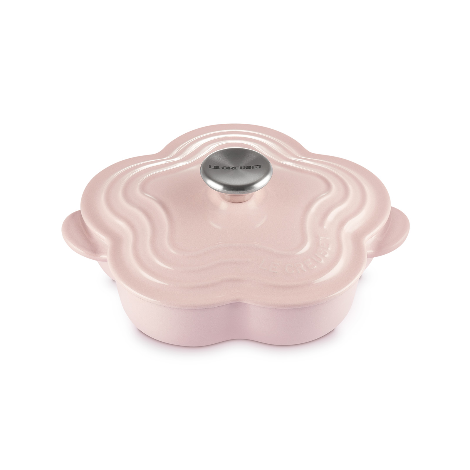 ルクルーゼプレートフルール プレート・フルール シフォンピンク (フタ付き・シルバーツマミ