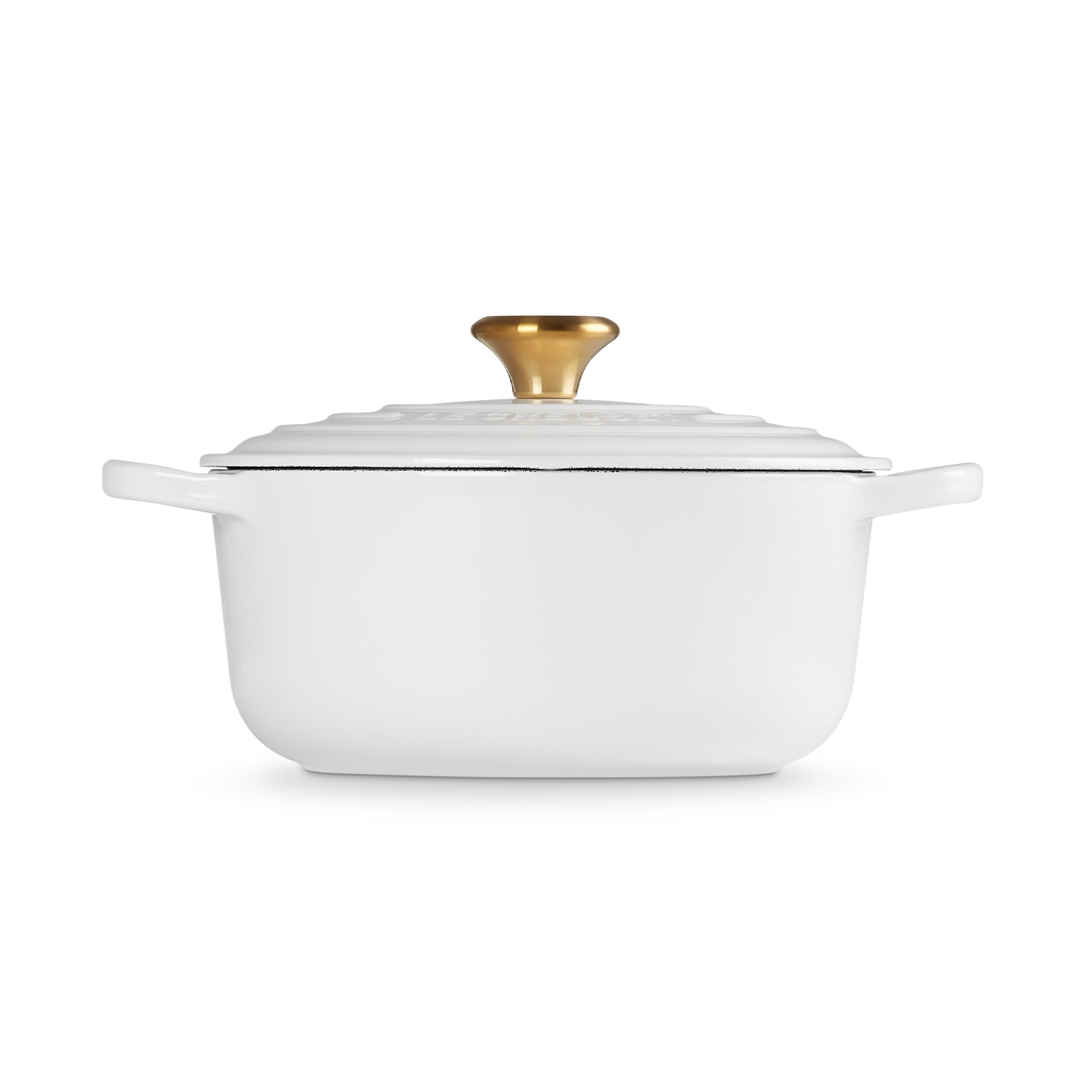 ル・クルーゼ 20cm ホワイト シグニチャー ココット・ロンド 20cm ホワイト (ゴールドツマミ