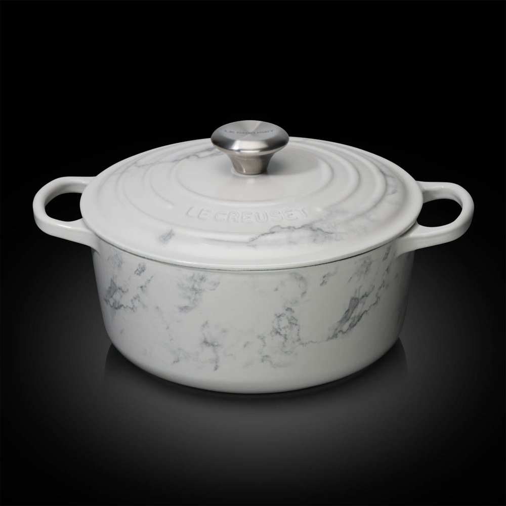 【新品】LE CREUSET　シグニチャーココット ロンド ホワイト　24cm シグニチャー ココット・ロンド 24cm マーブルホワイト