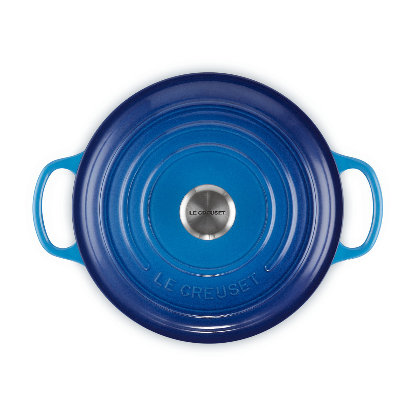 ルクルーゼ　ココット・ロンド 22cm アズールブルー (シルバーツマミ) シグニチャー ココット・ロンド 22cm ディープティール