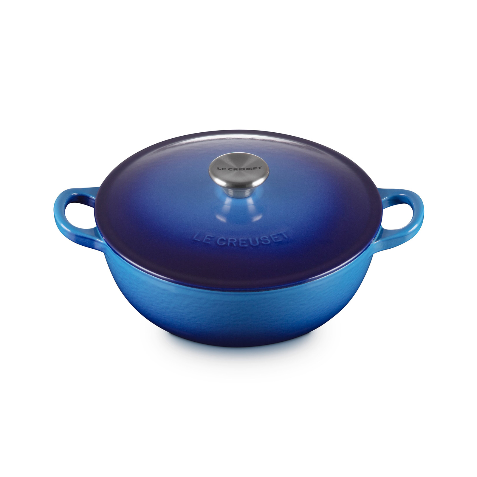 最終価格‼️ LE CREUSET 両手鍋 22cm 青 マルミット 22cm アズールブルー (シルバーツマミ) | 両手鍋