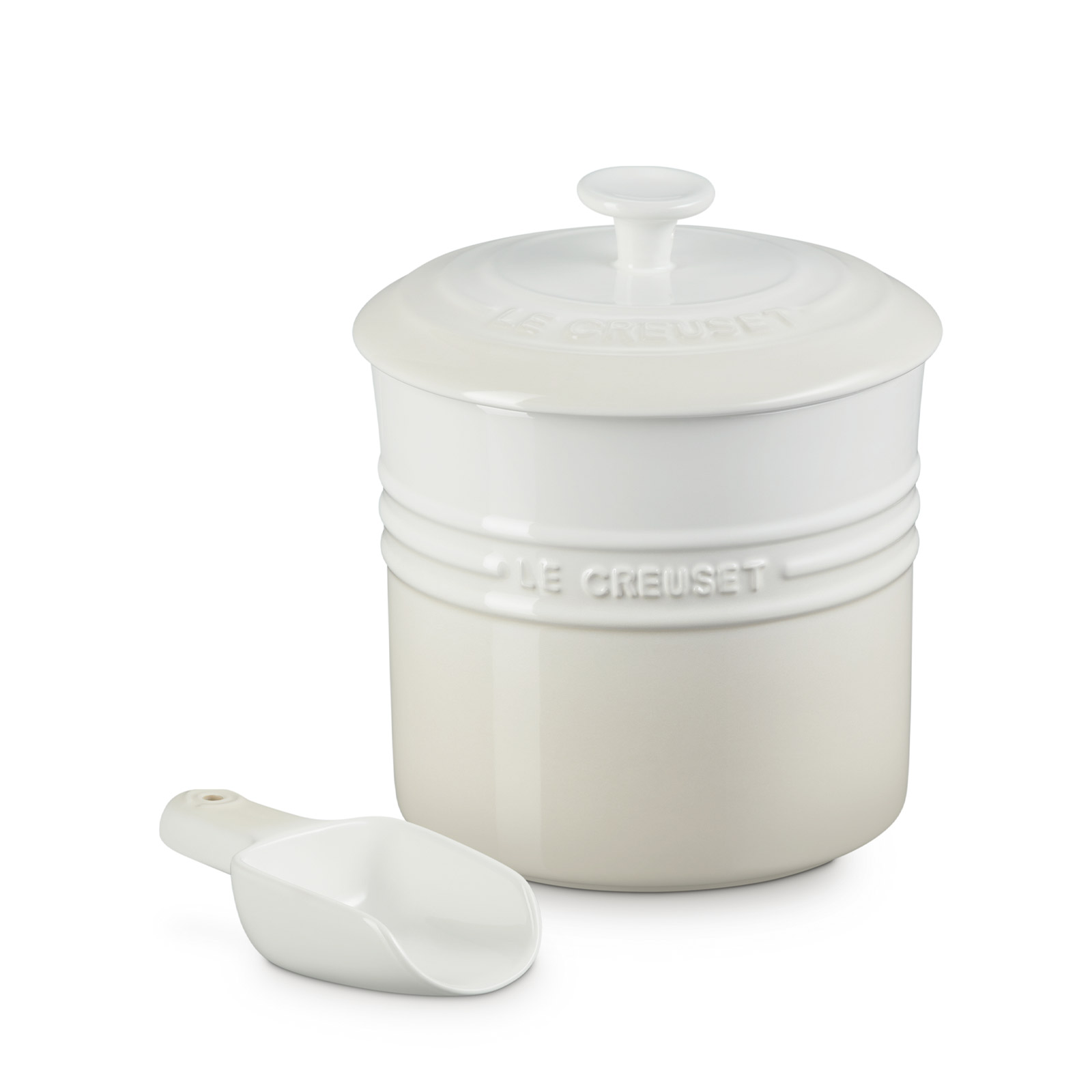 未使用　ルクルーゼ　ペットフードコンテナ　スクープ付き　コンテナー　イエロー ル・クルーゼ ペットフード コンテナースクープ付き Pets-first