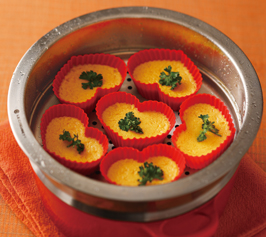 にんじんと豆乳のハートカップ蒸しの作り方