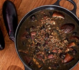 茄子と黒ごまの坦々スープ