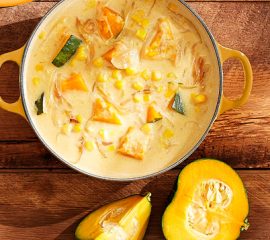 カボチャとコーンのハロウィンポタージュ