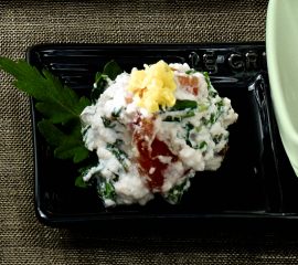 春菊と柿の白和え