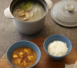 麻婆カレー・あさりと春雨のスープ